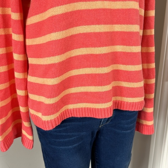 Halogen x Atlantic Pacific Cathy Stripe Sweater Coral Crewneck Tropical Sz M NEW - Picture 4 of 9